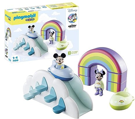 PLAYMOBIL 1.2.3 & Disney 71319 Mickys & Minnies Wolkenhaus, Micky Maus, Lernspielzeug für Kleinkinder, Spielzeug für Kinder ab 12 Monaten