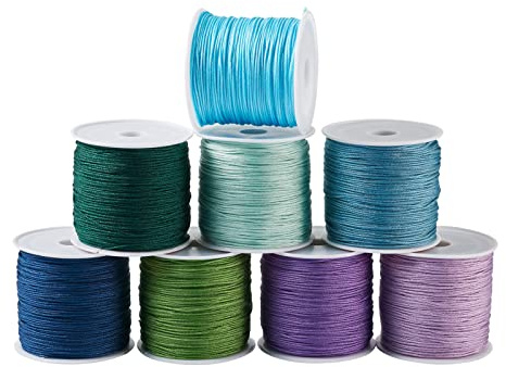 PandaHall - 8 rotoli di filo di nylon per nodi cinesi, corda per macramè, 0,8 mm, corda intrecciata rotonda per perline, braccialetti, creazione di gioielli, 45 m per rotolo