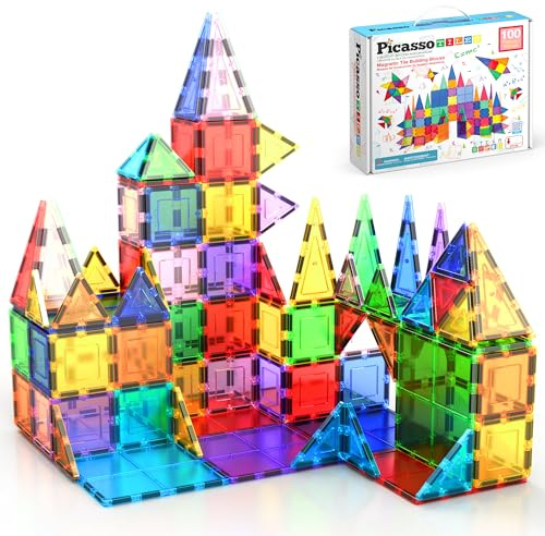 PicassoTiles 100 Pezzi Set 100 Pezzi Piastrelle Magneti Costruzioni Trasparenti Blocchi Magnetici 3D Costruzione Playboard, Creatività Oltre L'immaginazione, Ispirazione, Ricreativo