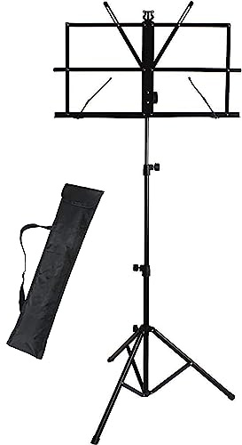 RUIZ-HERRERA® Atril MS01: Atril plegable ligero con funda de transporte - Ideal para conservatorio, estudio, conciertos y directos - Soporte portátil para partituras y notas musicales