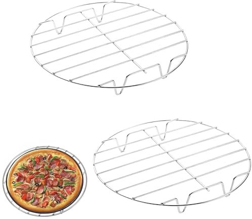 ZEACCT 2 Pack Stainless Steel Cooling Racks – Thick-Gauge Steam & Grill Stands for Baking, Rustproof Multi-Purpose Wire Grids for Oven, BBQ and Food Prep