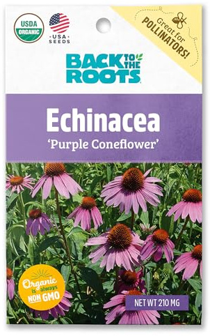 Back to The Roots 100% Organic Seed Packet - Echinacea 'Purple Coneflower' 210mg