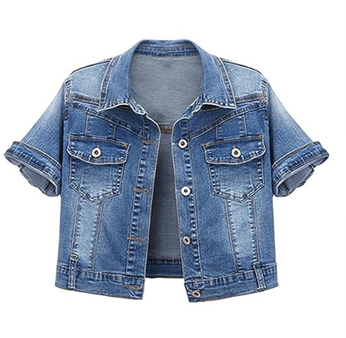 Chaqueta vaquera de verano para mujer, cárdigan de manga corta, chaqueta de verano de manga corta con cárdigan fino, conjunto de plumero