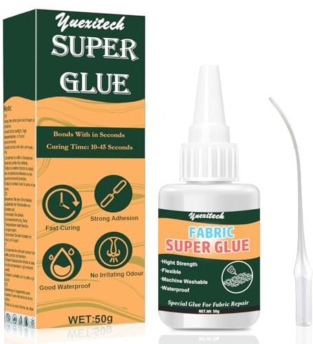 Yuexitech Colle Textile Extra Forte Transparente Étanche 50g Pour Réparations Vêtements Tissus D'ameublement