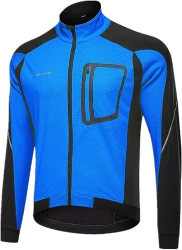 Otoño Invierno Hombres Mujeres Chaqueta De Montar En Bicicleta A Prueba De Viento Chaqueta Cálida De Forro Polar Traje De Montar para La Lluvia, Blue, 4XL
