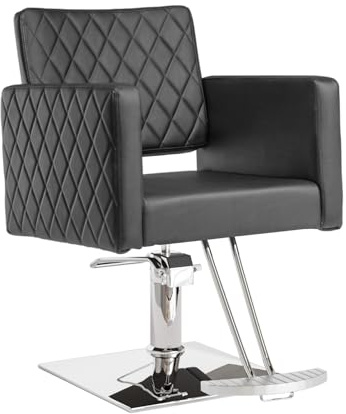 Bonnlo Sedia da parrucchiere regolabile in altezza 90-105 cm, girevole a 360° e portata 150 kg, sedia da parrucchiere con poggiapiedi e schienale aperto, sedia da barbiere in pelle PVC, colore nero