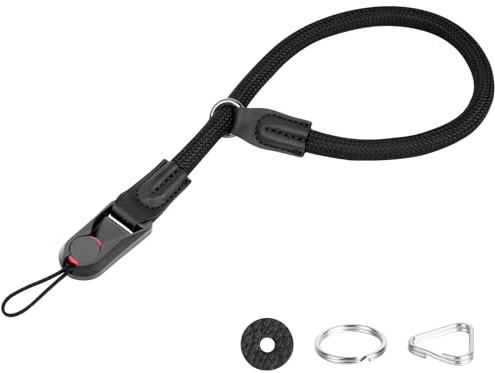 HOTUT Cinghia da Polso Fotografica Regolabile,Laccio da Polso per Fotocamera in Neoprene con Sgancio Rapido, Laccio Sicuro per DSLR e Mirrorless, Nero