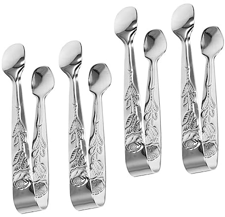 LOORGVEL Pince à Biscuits en Acier Inoxydable Robuste, Lot de 4 Pièces, Conçue pour Gros Glaçons ou Boules, pour Boissons Froides et Cordiaux, Couleur Argenté
