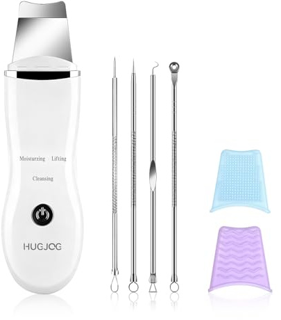 Face Blackhead Remover Tools, Deep Pore Cleaner Skin Scrubber Spatula Facial Scraper with USB Recharge, Silicone Brushes & Blackhead Needles Included
