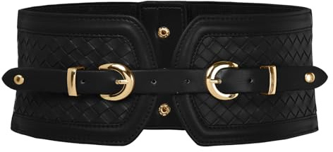 Scarlet Darkness Wide Elastic Belts for Women Stretchy Corset Belt with Double Gold Buckle Waist Belt for Dresses