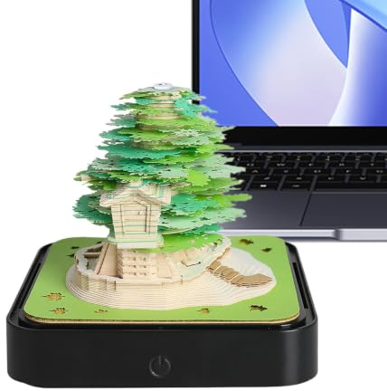 3D Avrivningskalender träd- och husdesign konstplanerare pyssel | Med genomskinligt dammskydd avrivbar papperskalenderskulptur för dagliga uppgifter, vanor, bokmärken, kontor, klassrum,