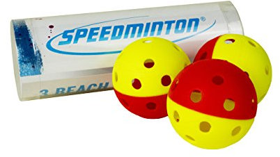 Speedminton Rubber Beach Paddle Balls for Smashball, Pro Kadima, Surfminton, Frescobol and Other Wooden/Plastic Racket Paddle Games, Yellow/Red (00854310007064)