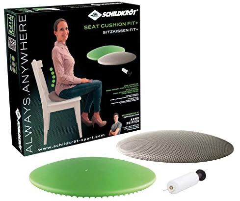 Schildkröt Fitness Seat Cushion Fit, Coussin d'Equilibre Gonflable, avec Housse en Tissu et Pompe, Comprend Affiche d'Exercices, 960037