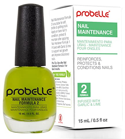 Probelle Nail Maintenance Formula 2, Nail Hardener and Strengthener for soft, brittle, and splitting nails - Reinforces, protects, conditions, strengthens, grows fingernails 5 fl oz/ 15 mL