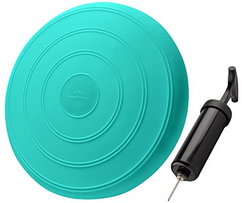 Everest Fitness Coussin gonflable - Diamètre : 33 cm - Avec pompe à air - Coussin d'équilibre - Coussin d'entraînement, coussin d'assise et de dossier, Turquoise.