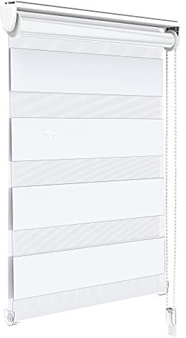 VOUNOT® Estores Enrollables de Doble Capa Noche y Día, Persianas Enrollables Interior para Ventana, Translúcido y Oscurecido, Color Blanco, 100 x 150 cm