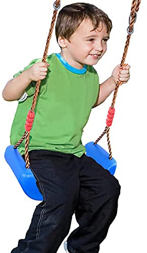 Taeku Schaukel Garten, Kunststoff Schaukel Outdoor Indoor Schaukelsitz mit Höhenverstellbar Seil Zubehör Schaukelbrett Kindershaukel (Blau)