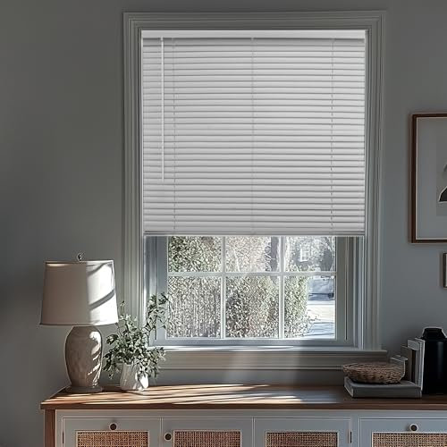 CHICOLOGY Mini Blinds & Shades - Window & Door Blinds, Blackout Midnight White, 12W x 36H