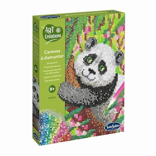 Sentosphère 3920350 Bastelset Strassstein-Bild, Motiv Panda, Kreativ-Set, DIY für Kinder und Erwachsene