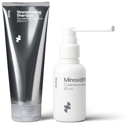 Sons Minoxidil 5% Solution & Hair Growth Shampoo for Men. Hair Regrowth Treatment & DHT Blocker Head Wash With Caffeine and Hair Thickening, Anti-Dandruff Formula. 1 Month Supply. Made in Europe.