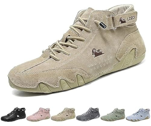 Explorer Waterproof Lightweight Unisex Outdoor Hiking Camping Driving High Top Chukka Boots Non-Slip Breathable Women Men Italian Handmade Sports Shoes, Khaki, 5 Women/4.5 Men