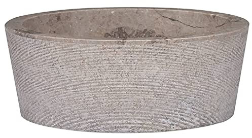 Homgoday Washbasin Grey Diameter 40 x 15 cm Marble Wash Basin Wash Basin Hand Wash Basin Countertop Sink for Bathroom and Guest Toilet