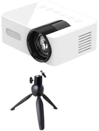 CosyCaya Proyector LED HD 1080P Mini Proyector InaláMbrico para TeléFono MóVil con Soporte para Proyector Reproductor de VíDeo PortáTil para Cine en Casa-B