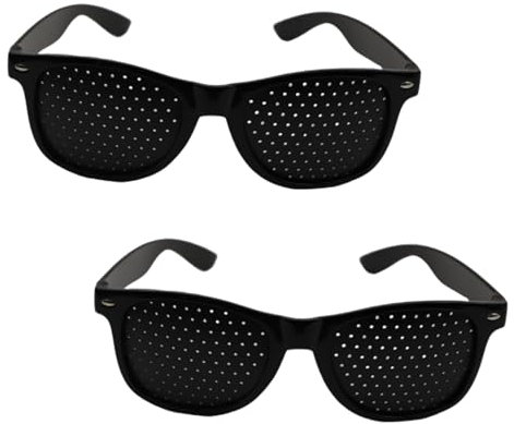2 Stück Rasterbrille Augentraining Augentrainer Lochbrille Rasterbrille Pinhole Glasses mit Faltbaren Bügeln Schwarze Gitterbrille für Augentraining zur Entspannung und Sehvermögen-Verbesserung