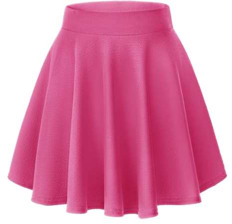 Minikjol för damer, vardag, A-linje, hög midja, elegant, dra-på-modell, elastisk skaterkjol, Rosenröd, XXL