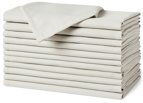 Amazon Basics Reusable Stain and Wrinkle Resistant Cloth Napkins, 12 Pack, 17 x 17 inches, White