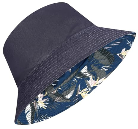 AYPOW XL/XXL Sombrero de Pescador Reversible Algodón Unisex, Moda Tamaño Grande ala Ancha Estampado Gorra de Pesca Bucket Hat, Ligero Plegable Verano Sombrero de Sol Playa Aire Libre Mujer Hombre