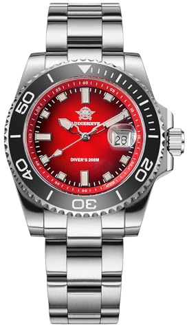 ADDIESDIVE 41 mm dykklocka 200 m BGW9 lysande keramisk ring analog herrklocka med armband i rostfritt stål AD2089