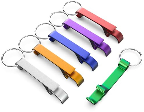 6 Pack Bottle Opener Keychain Set, Colorful Aluminum Alloy Beer Bottle Openers, Small Lightweight Keychain Opener for Beer, Soda & Can Opening, Pocket Bar Tool for Home, Camping & Parties