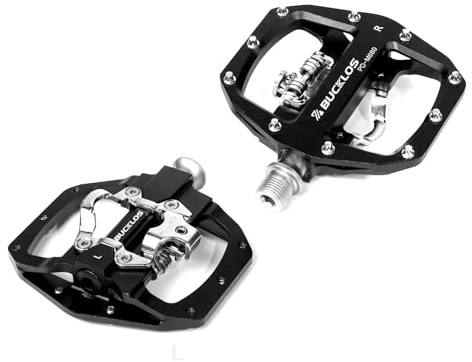 AEYINO Bicicletta per pedali SPD - Pedali a scatto in alluminio per mountain bike con lato piatto SPD - Pedali a scatto per bici da corsa MTB con cuscinetti sigillati, compatibili con tacchetti SPD