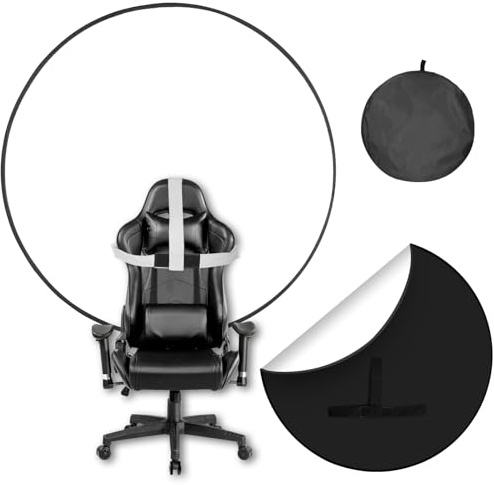 Portable Noir et Blanc Screen Chaises,57 in avec Support,2-en-1 Fond Noir et BlancPliable Double Face, clé Chrome pour la Photographie, Le Streaming, Les Jeux, Les appels vidéo et Les réunions