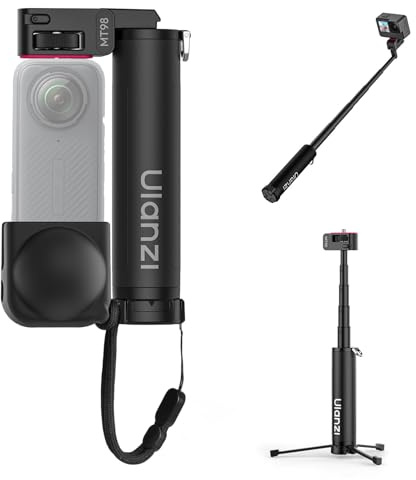 Ulanzi MT98 Selfie Stick stativ kompatibelt med Insta 360 X4/X5/X6/X3/Ace Pro/ONE X2, vikbart actionkamerastativ för DJI Osmo Pocket 3 4; 1/4 tum handhållen stolpstick; 57 cm osynlig selfiepinne