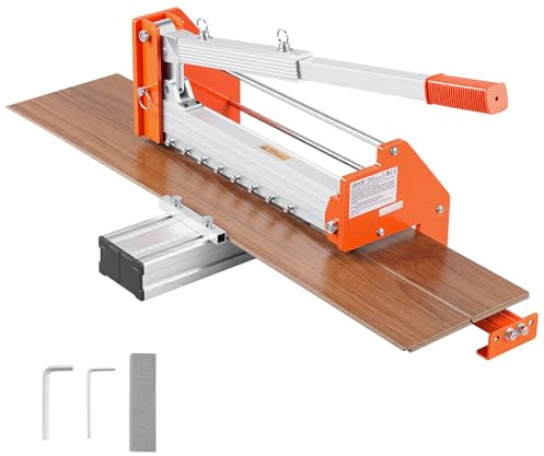 VEVOR 12 inch Vinyl Floor Cutter, 12mm Thick Laminate Flooring Cutter with Upgraded Labor-Saving Aluminum-Alloy Lever, Telescoping Support Plate, Cuts Certain Engineered Wood, LVT, VCT, SPC, LVP, WPC