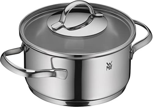 WMF Aparto Kochtopf klein 16cm, mit Glasdeckel, Bratentopf, Induktionsgeeignet, 1,4l, Cromargan Edelstahl, poliert, unbeschichtet, spülmaschinengeeignet