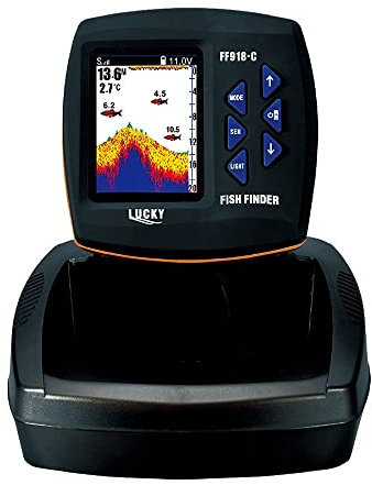 Bait Boat Kabelloser Farbfinder, 500 Meter Reichweite, mit farbigem LCD-Bildschirm, fantastische Funktion/Fischfinder, Fisch-ID, Zoom + mehr