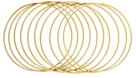Rayher Pack de 10 aros de metal para manualidades, dorados, 15 cm ø, 3 mm grosor, 25217616