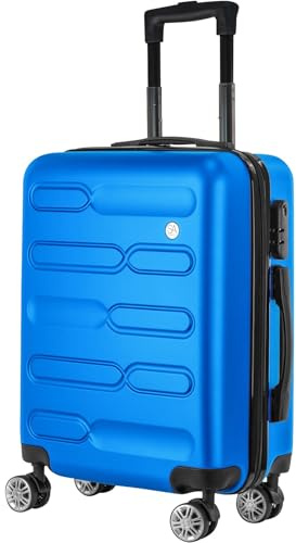 SA Products Cabin Suitcase | 34L Carry On Suitcase, Cabin Bag 55x40x20 with Combination Lock | Hard Shell Suitcase with 4 Wheels Cabin Luggage, Cabin Bags 55 x 40 x 20 Approved (Blue)