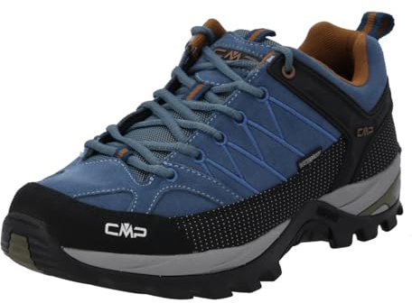 CMP Rigel Low Shoes WP Chaussures Basses de Trekking et de randonnée pour Homme, Caoutchouc Bluestone, 47 EU