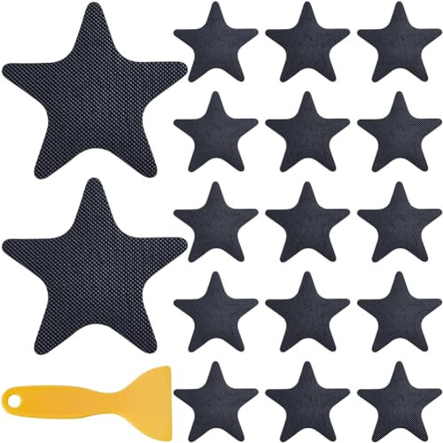 GORGECRAFT 20 autocollant Antidérapant pour Baignoire Pentagramme Noir Autocollant de Douche en Forme D'Étoile Marches de Douche de Sécurité avec Grattoir pour Salle de Bain Douche Échelles de Sol