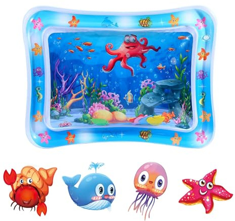 Yeenano Wassermatte Baby,Wasserspielmatte Spielzeuge 3 6 9 Monate Baby Bauch-Zeit Wassermatte Wasser Spielen Matten Sensorisches Spielzeug für Mädchen Jungen Baby Geschenke
