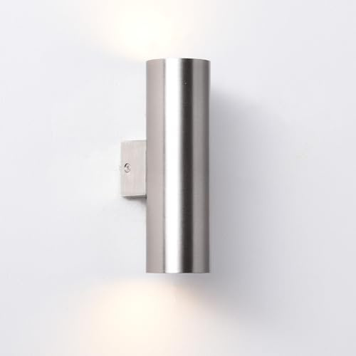 Alpinaluz Applique da Parete Up & Down con 2 Attacchi GU10, Design Cilindrico in Metallo, Lampada Decorativa da Interno per Corridoio, Camera e Soggiorno, IP20 (Nichel)