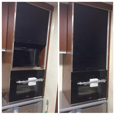 JYHHCYS Tambour Door Kitchen Cabinet Kit Black, Straight Serving Sliding Door Without Drill, Roll Up Cabinet Door for Laundry Room/Office/Closet, Easy To Install(23 x 39 inch)