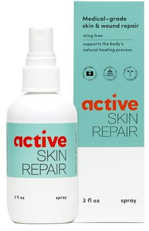 Active Skin Repair First Aid Healing Skin Spray - Natural & Non-Toxic with Hypochlorus Acid for Minor Cuts, Wounds, Scrapes, Rashes, Sunburns, & More, 3 oz