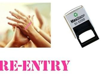 Re-Entry Hand Stamp - Suitable for Festivals, Parties, Pubs, Special Events - Exhibitions self Inking Pink Stamp 28 x 6mm