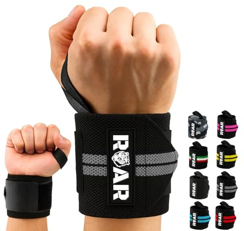 Roar® Muñequeras Deportivas (2 Unidades) – Muñequeras para Gimnasio, Crossfit y Fitness, Wrist Wraps Ajustables para Levantamiento de Pesas, Entrenamiento y Soporte de Muñeca Hombre Mujer