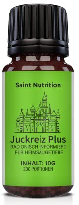 Saint Nutrition® JUCKREIZ Plus Saccharose Kügelchen, Nahrungsergänzungsmittel für Haustiere - pflanzliches Futterersatzmittel für Hunde und Katzen - Die Nahrungsergänzung für Hund und Katz | 10g